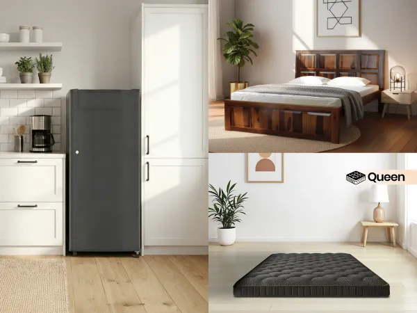 Fridge with Alexa Queen Bed and Mattress Combo